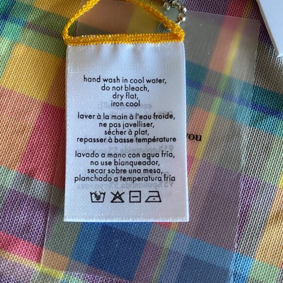 We Wore What Womens Rainbow Plaid Multi Mini Sarong Swim Cover-Up Medium NWT - Picture 6 of 6